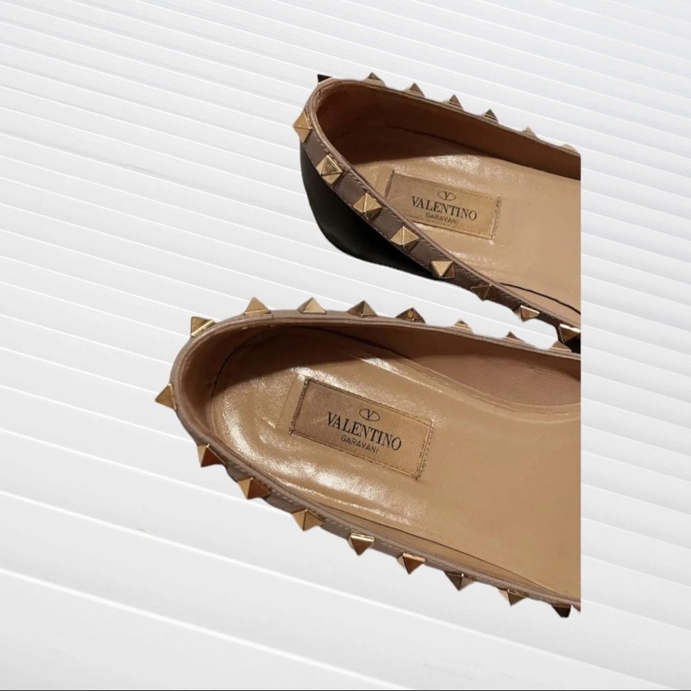 Valentino Garavani's ballerina Rockstud black ballet flats 37 - Picture 5 of 12